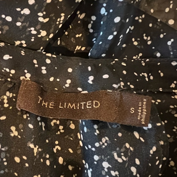 The Limited Women's Black Sheer Blouse White Splatter Pattern Long Sleeve S - Picture 5 of 6